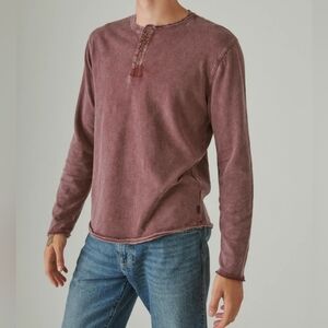 Lucky Brand Maroon Long Sleeve Henley- Size S EUC